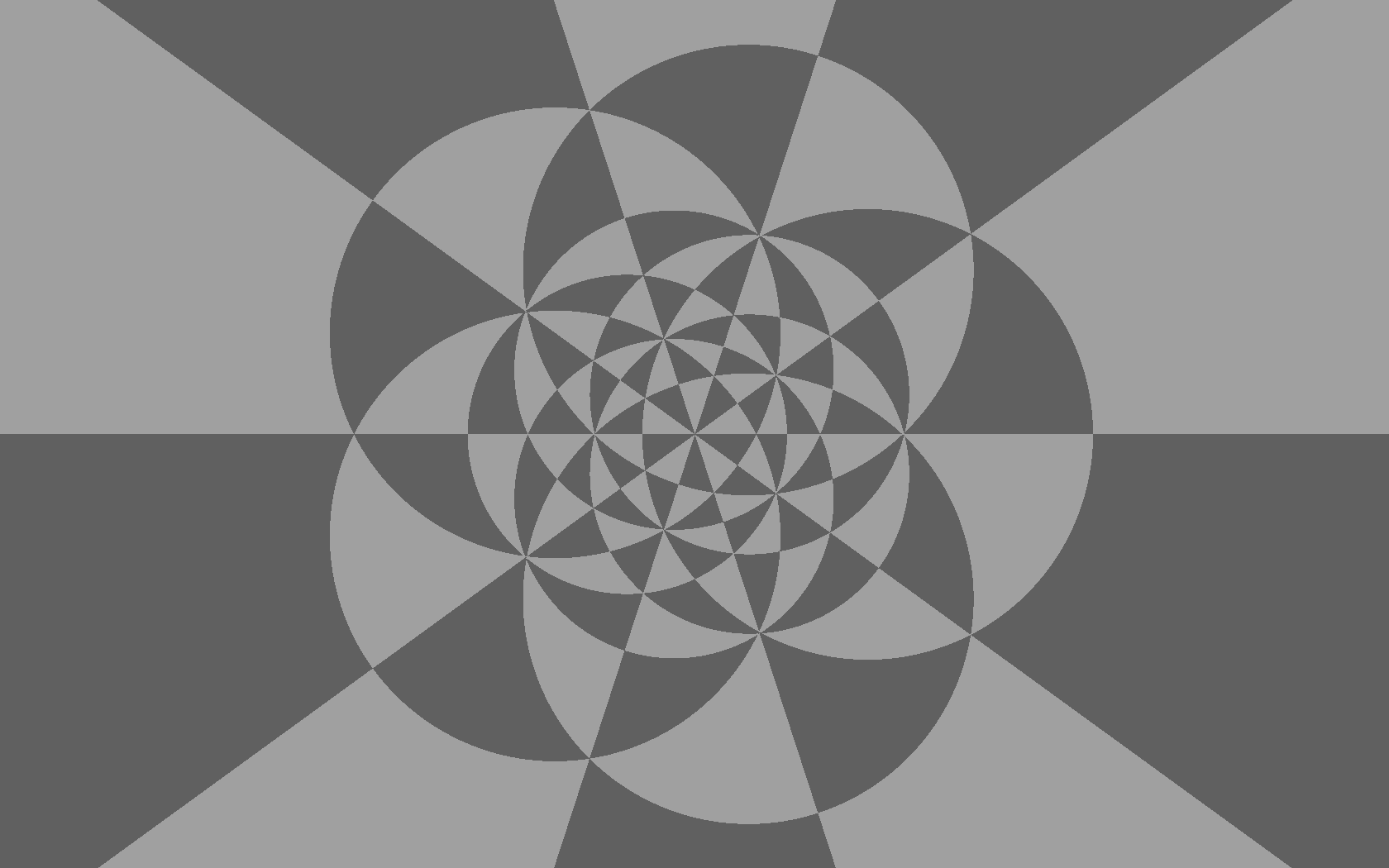 (2,3,5) triangle group stereographically projected and filled with light and dark gray